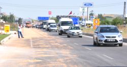 Edirne'de Kara Yolu Buğdayla Kaplandı