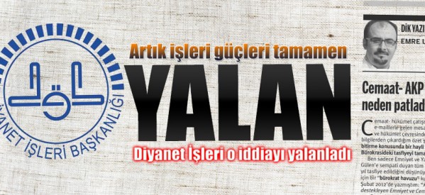 O Tetikçi gazeteye, Diyanet’ten yalanlama