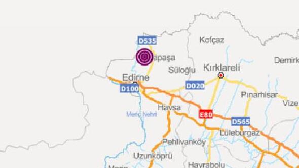 Edirne'de 3,6 büyüklüğünde deprem