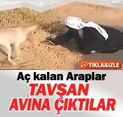 Aç kalan Araplar çölde tavşan avladılar