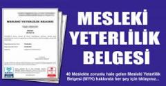 Mesleki Yeterlilik Belgesi Zorunluluğu